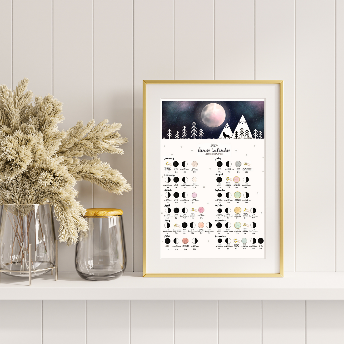 2024 Lunar Calendar Wolf A4