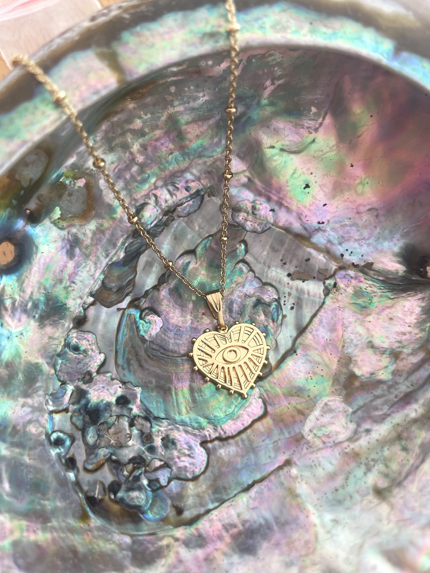 Gold All Seeing Eye Heart Necklace