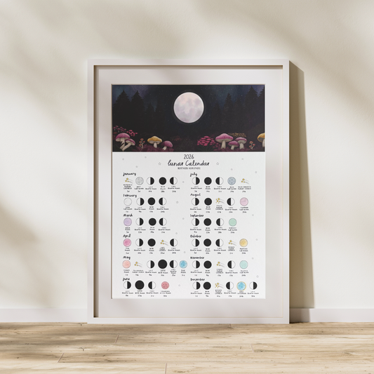 Mushrooms 2026 Lunar Calendar Print