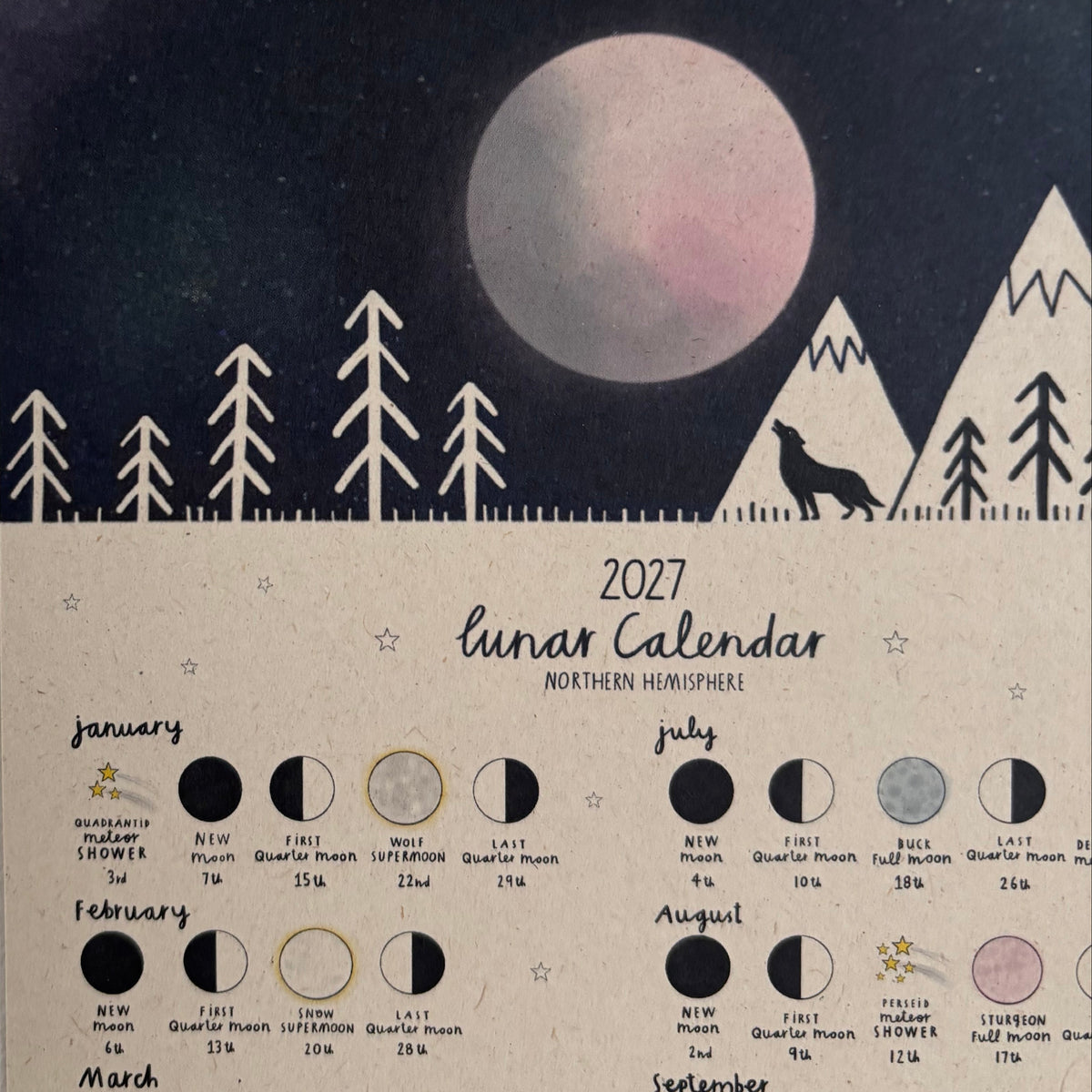 A5 Off White 2027 Lunar Calendar Prints