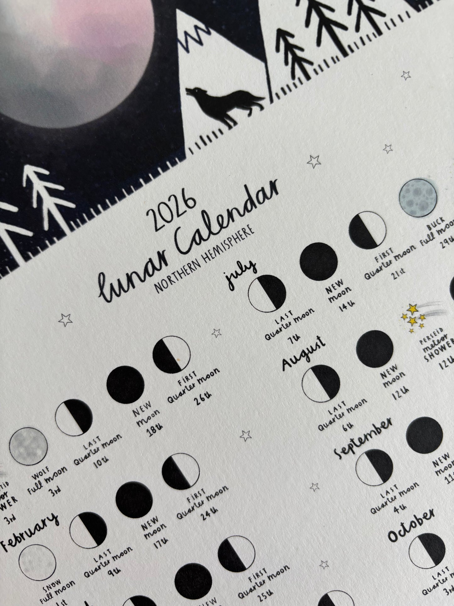 Wolf 2026 Lunar Calendar A4 Print