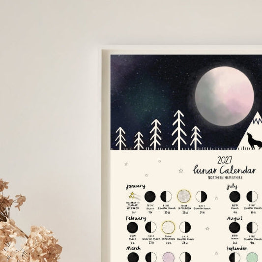 Wolf 2027 Lunar Calendar Print