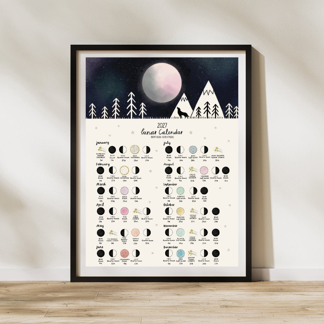 Wolf 2027 Lunar Calendar Print