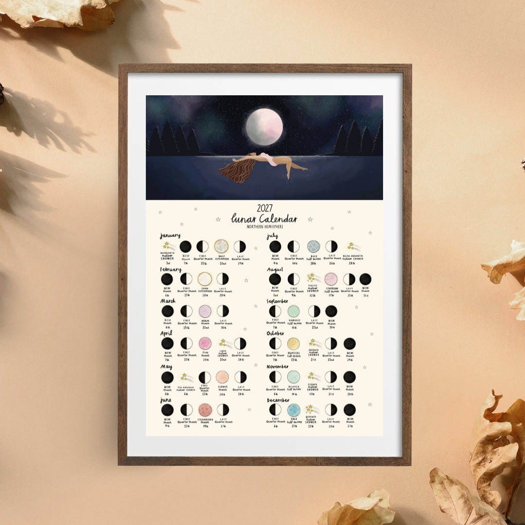 Wild Swimming 2027 Lunar Calendar Print