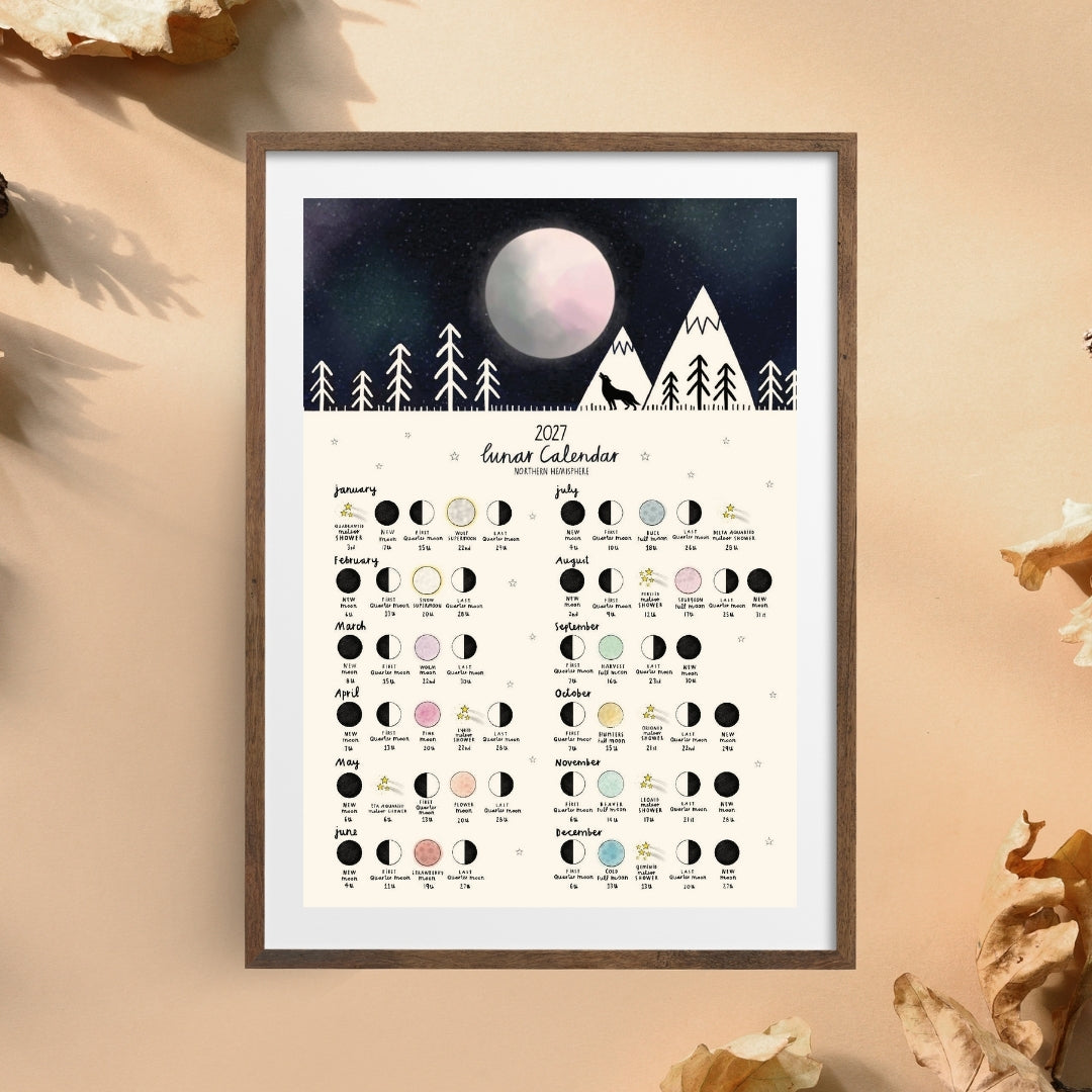 Wolf 2027 Lunar Calendar Print
