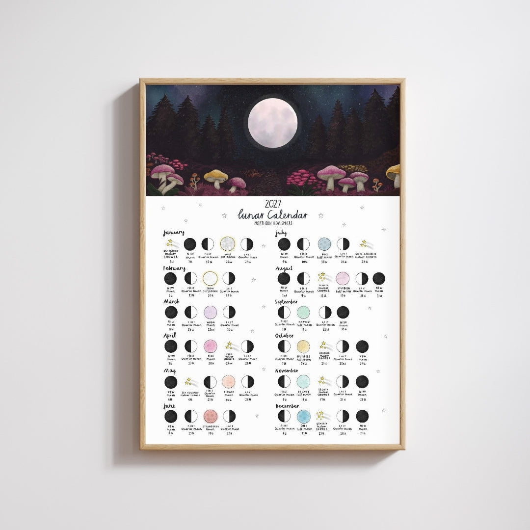 Mushrooms 2027 Lunar Calendar Print