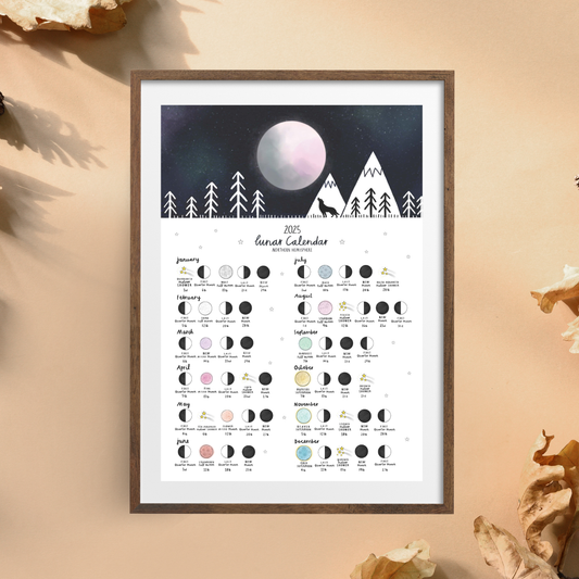 Wolf 2025 Lunar Calendar A4 Print