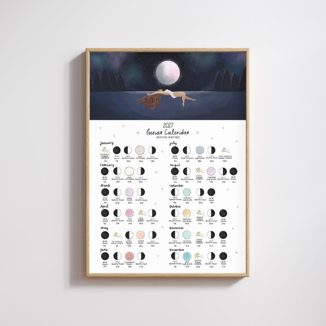 Wild Swimming 2027 Lunar Calendar Print