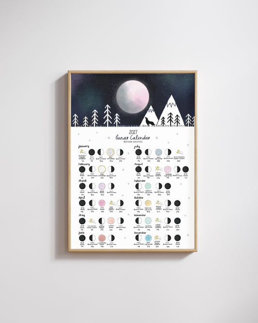 Wolf 2027 Lunar Calendar Print