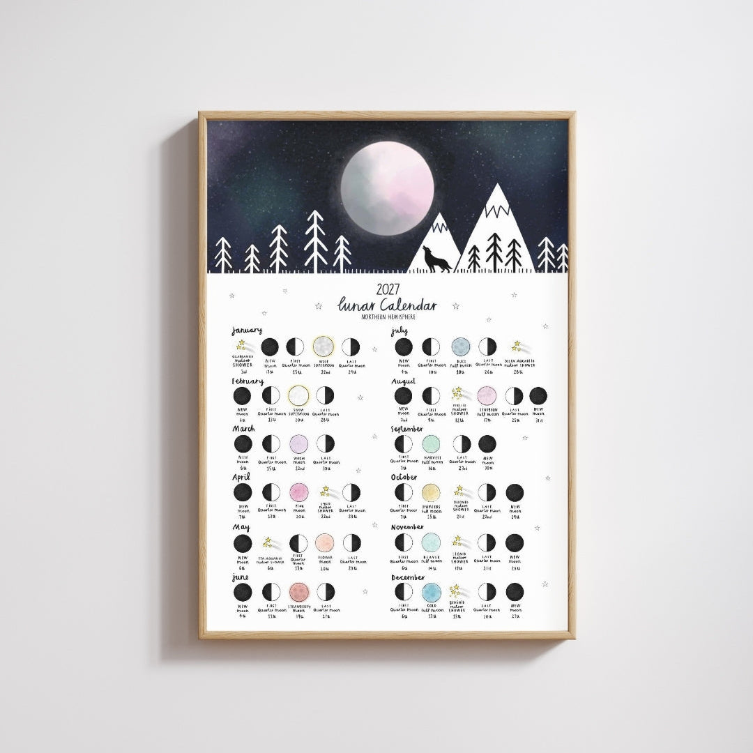 Wolf 2027 Lunar Calendar Print